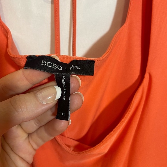 BCBG Orange Midi Dress with Eyelet Sleeves - Picture 6 of 11